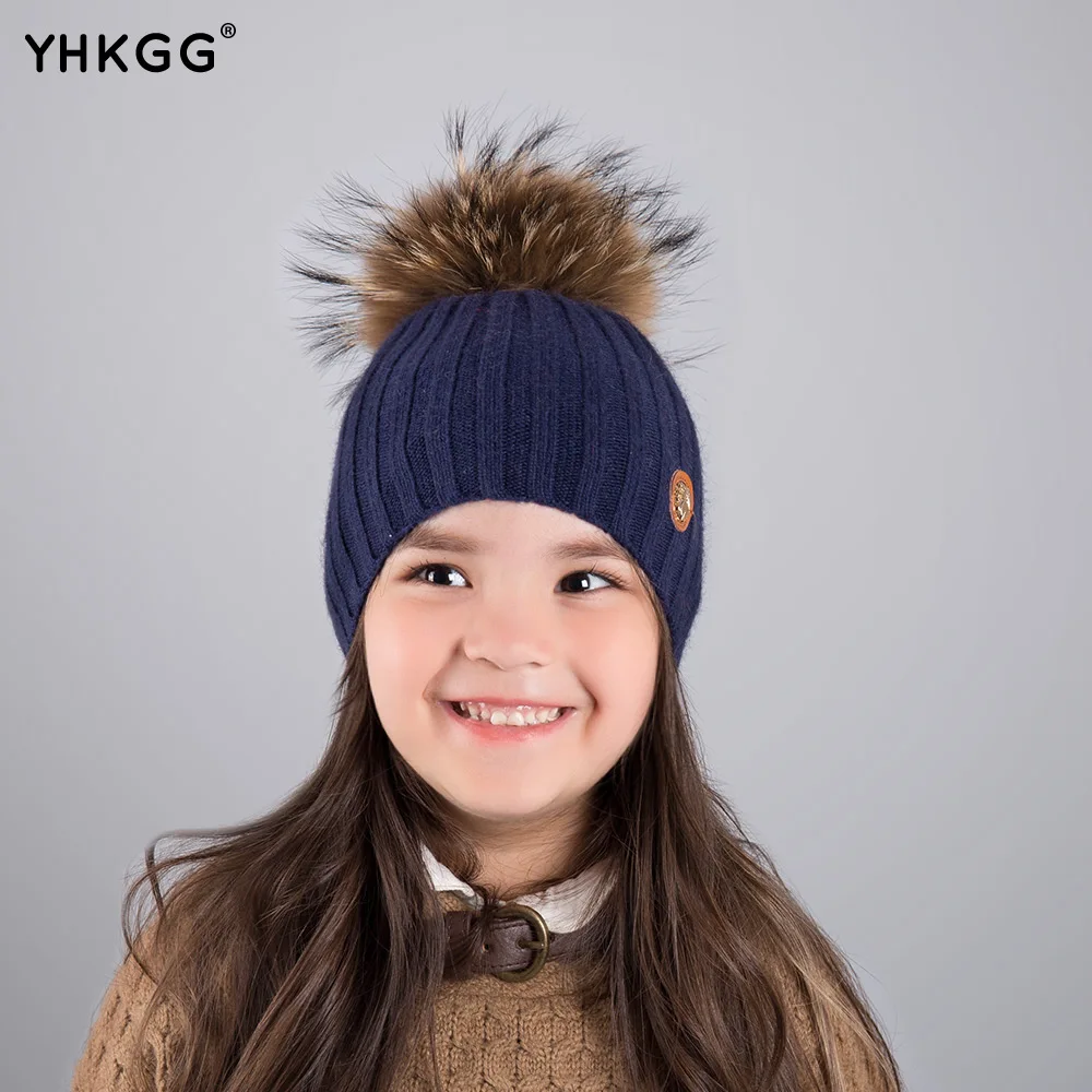 

YHKGG 2017 latest brand new children girl ear warm knit Winter Warm Hat Knitted Cashmere Wool Knitted beanies