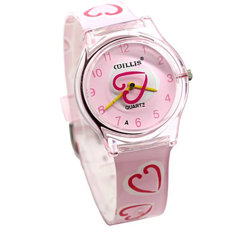 Для девочек розового цвета с сердечком и Водонепроницаемый детские часы Relogio Feminino конфеты кварцевый кремний часы Женское Повседневное платье наручные Повседневное Relogio - Цвет: as picture