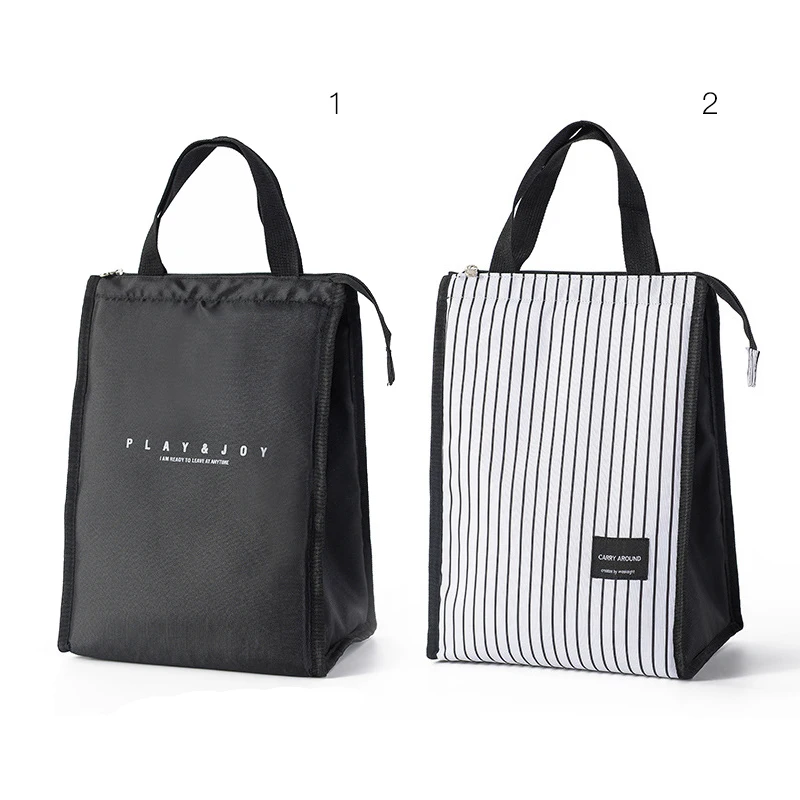 

2019 Striped Lunch Bag Portable Insulated Thermal Cooler Fashion Lunch Box Office Work Tote Picnic Storage Bag Pouch Ice Pack