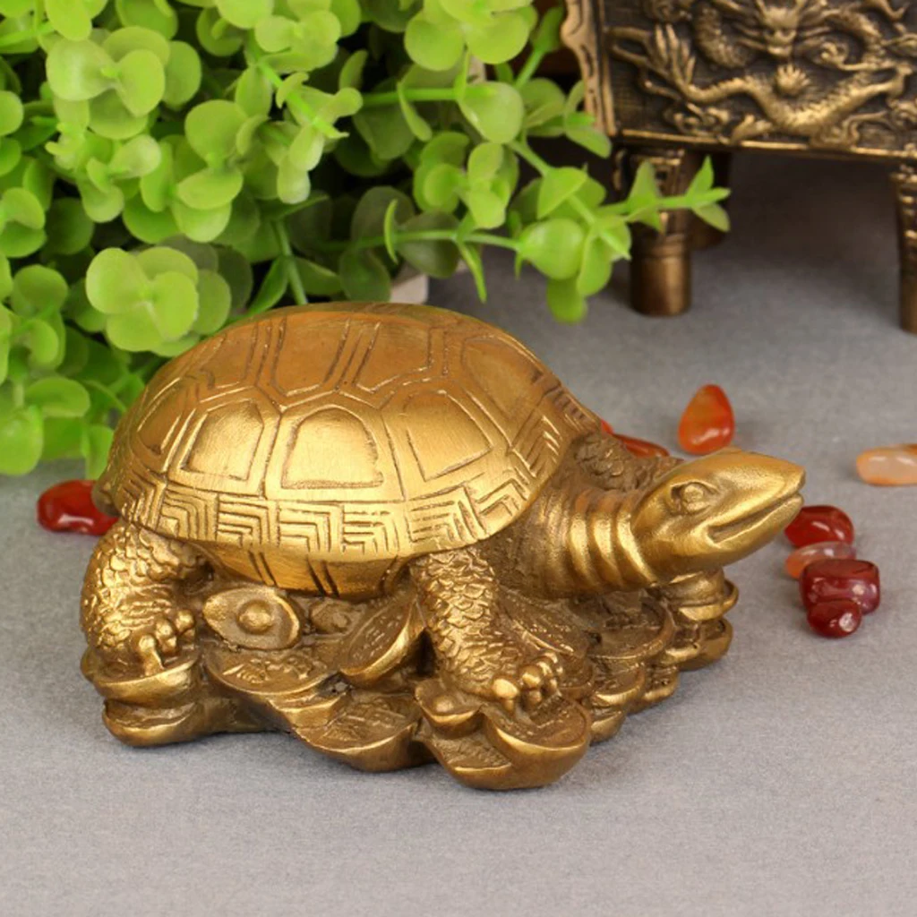 Collection Wealth Money Coin Brass Dragon Turtle Statue Furnishing Ornament Miniatures Tea Pet