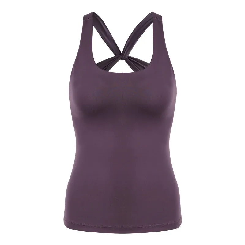 Спортивная одежда для женщин, Спортивная футболка, майка для фитнеса, майка без рукавов, нагрудный коврик, рубашка для йоги, тренировочный жилет, толстовка - Цвет: deep purple