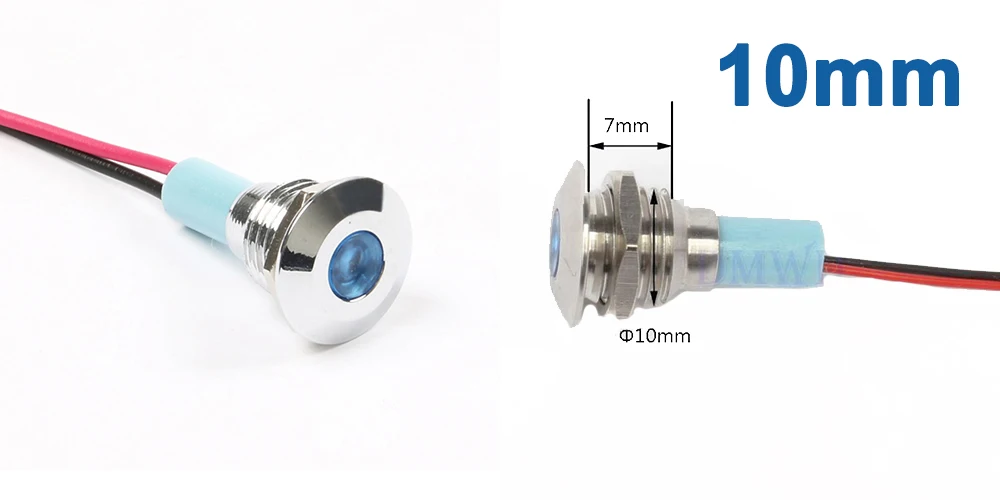 6 мм 8 мм 10 мм 12 мм 16 мм водонепроницаемый IP67 металлический Предупреждение льная светового Индикатора сигнальная лампа 3 в 5 в 12 В 24 в 110 В 220 В красный синий - Цвет: 10mm