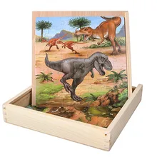 147 шт деревянные динозавры пазлы в коробке Животные головоломки доска детские развивающие Игрушки для раннего обучения