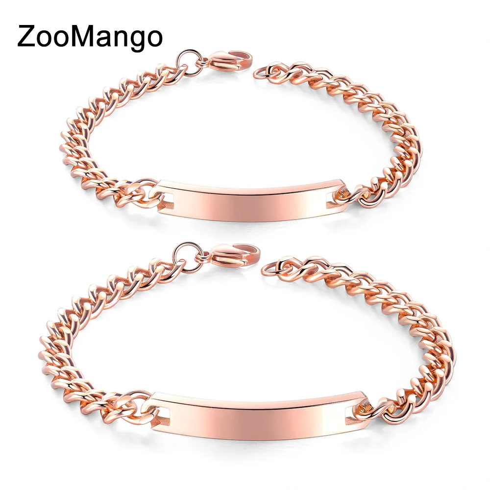 ZooMango модные браслеты из нержавеющей стали на заказ с гравировкой для влюбленных и цепочкой браслеты для женщин и мужчин Pulseira ZB18167