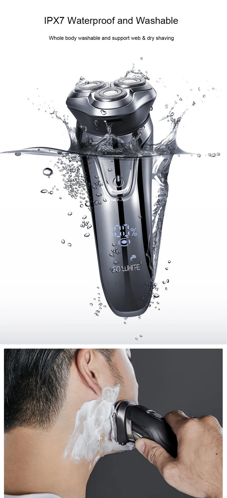 Xiaomi SO WHITE ES3 электрическая бритва для мужчин 3D плавающая головка моющаяся триммер для бороды перезаряжаемый станок для бритья
