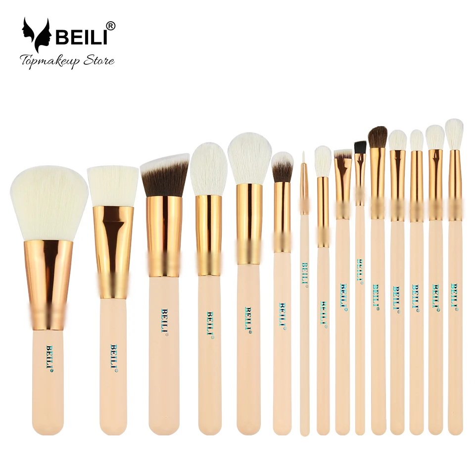 Продажа BEILI 15 шт. розовая роза золотой натуральный козьей конской шерсти основа для макияжа Румяна смешивания глаз Контур косметическая пудра лайне...