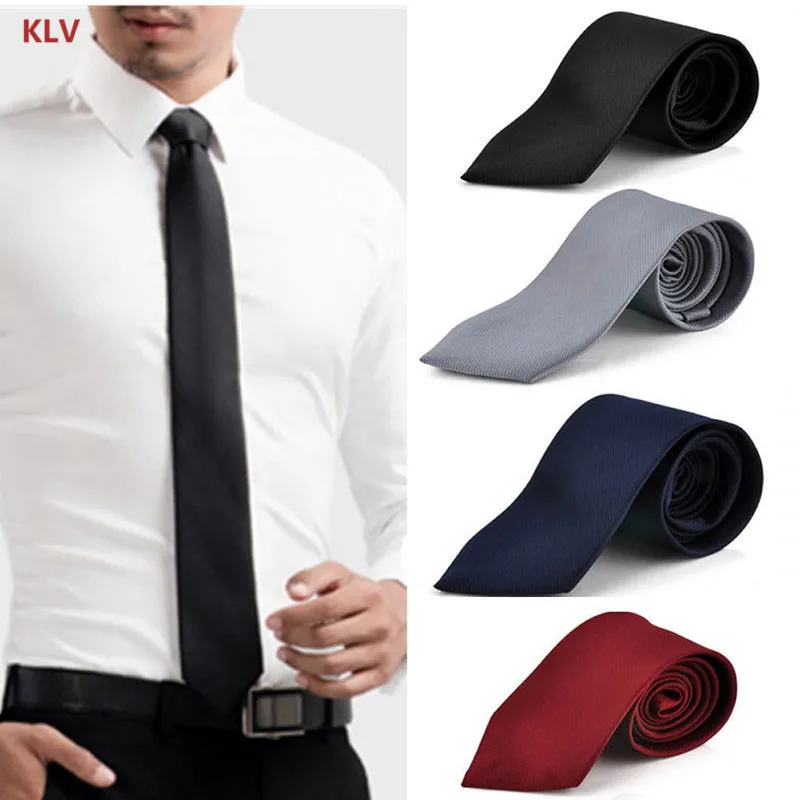 

KLV Fashion Classic Solid Plain Tie Jacquard Woven Men's Silk Suits Ties Necktie