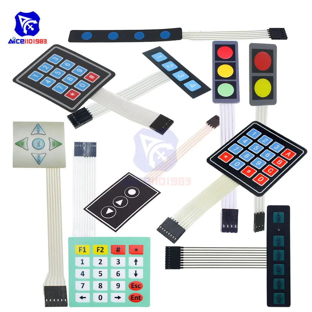 

1*2 3 4 6 Key Button Membrane Switch 3*4 4*4 Matrix Array Keyboard 1*6 Keypad with LED Indicator Control Panel for Arduino