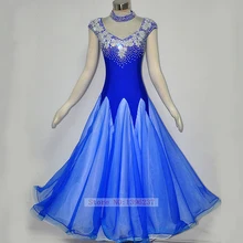 Ballroom Competition Dance Dress Women 2017 New Blue Stage Performance Ballroom Dancing Wear Waltz Tango Flamenco Dresses