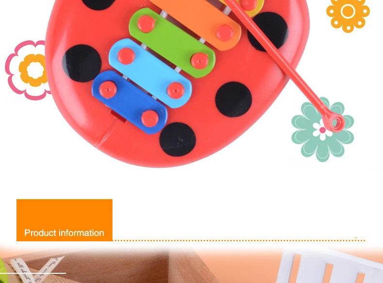 Детская Божья коровка головоломка насекомое ручная, ударная игрушечный ксилофон для детей раннего обучения музыки фортепиано ударный инструмент развивающие игрушки