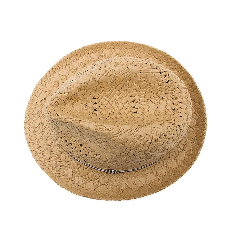 Summer Boys Straw Hat British Jazz Hat For Children Beach Cap Kids Roll Up Sun Cap