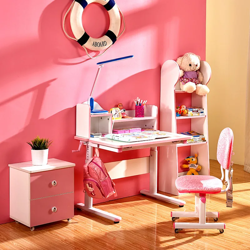 Детские мебельные гарнитуры Детская мебель деревянный стол+ книжный шкаф+ стул+ набор шкафов 4 шт. детский стол для занятий наборы мебели принцессы