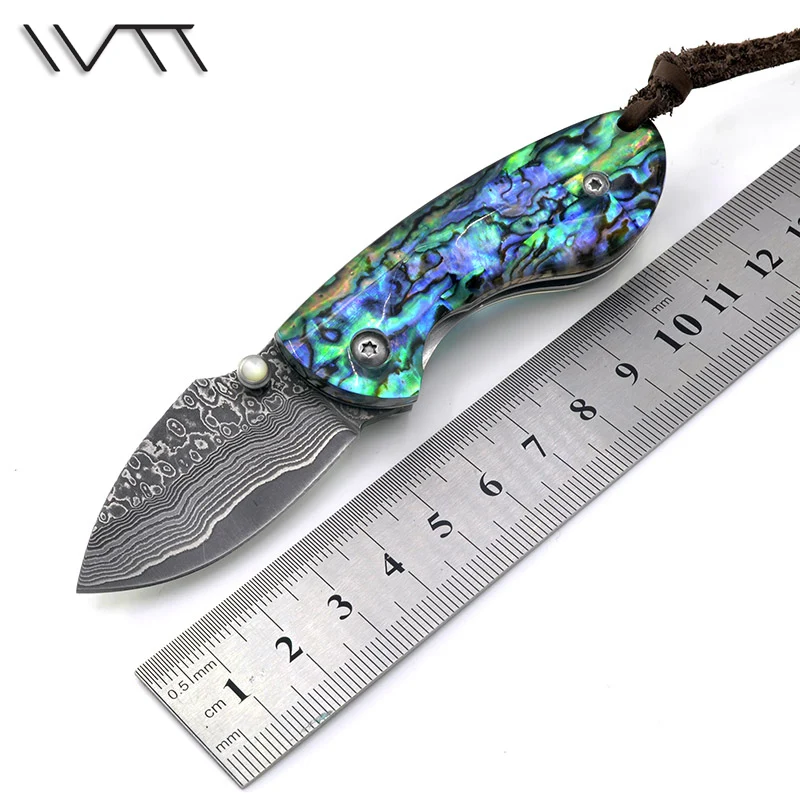 

WTT Mini Damascus Folding Camping Knives Bob Handle Tactical Outdoor Pocket Combat Knife Survival Hunting EDC Multi Hand Tools