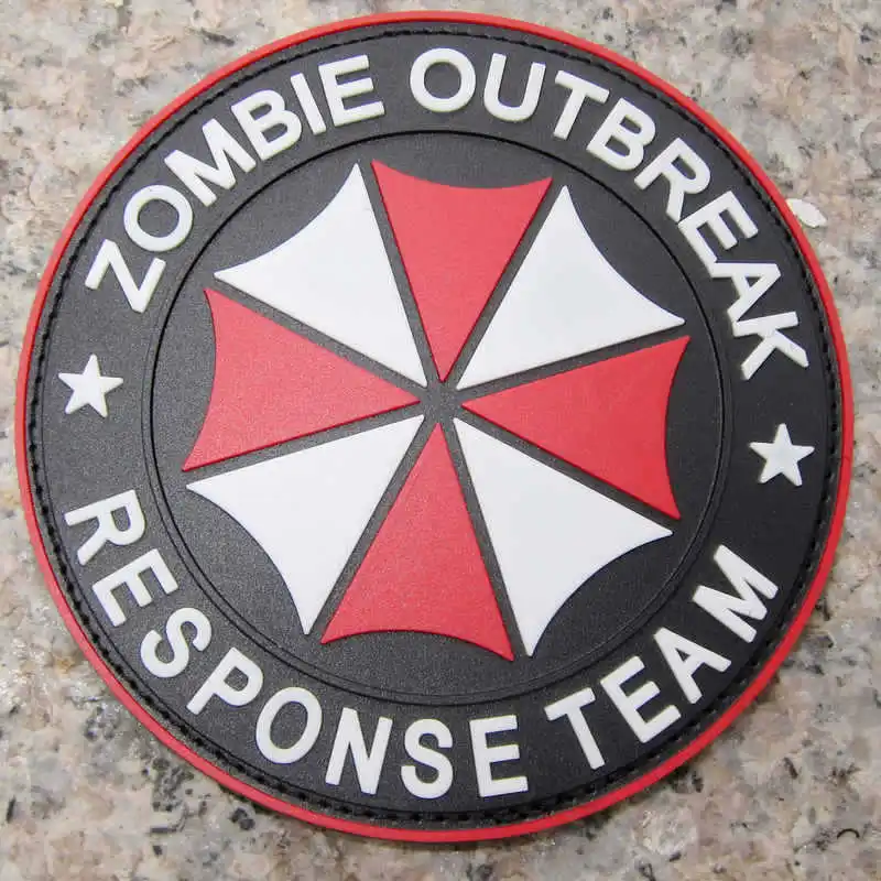 

black background color design red frame Biohazard Resident Evil Umbrella ZRT ZOMBIE OUTBREAK RESPONSE TEAM 3D PVC patch