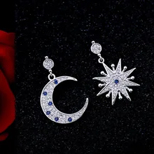 Модные 925 пробы Silver Moon Серьги с дизайном «солнце» для Для женщин рождественские подарки женские серьги Элитный бренд ювелирных Pendientes Brincos