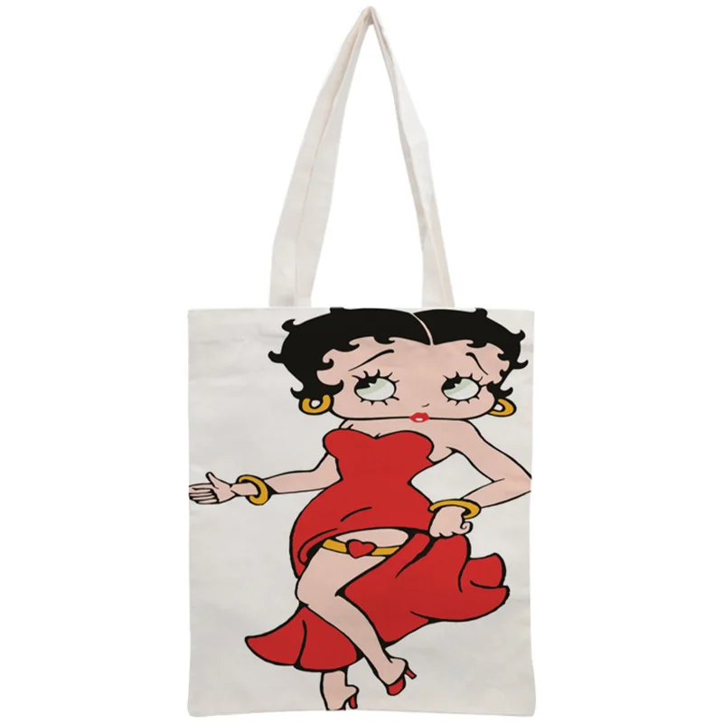 Пользовательские Betty Boop хлопок холст хозяйственные сумки 30x35 см сумка многоразовая сумка женская сумка на плечо из ткани складная - Цвет: 9