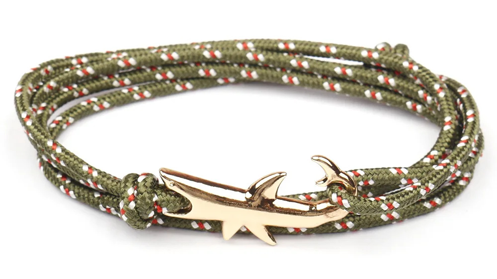 Крутые золотые браслеты с крючками акулы для женщин и мужчин, мореходный морской веревочный браслет, браслеты, подарки дружбы для мальчиков - Окраска металла: 17