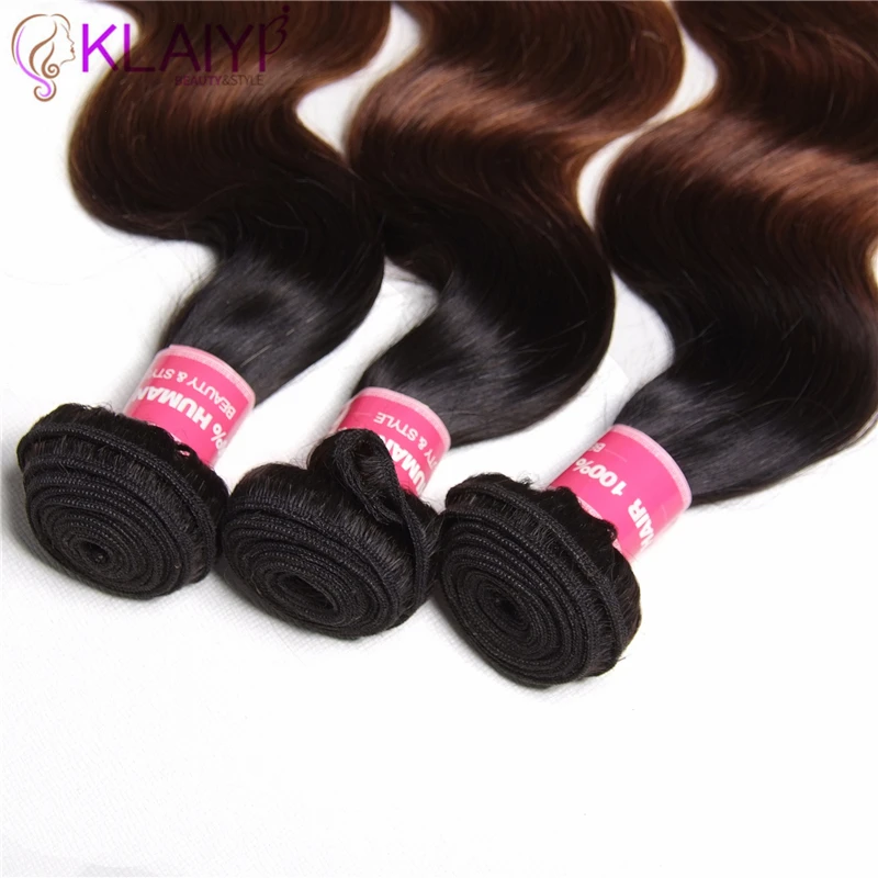 KLAIYI волосы Омбре 3 пряди малазийские объемные волны три тона человеческие волосы ткачество 1B/4/27 remy наращивание волос можно купить 3 шт./лот