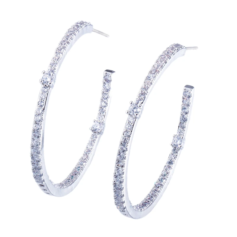 

Fashion Personality Cubic Zirconia Exaggerated Big Circle Earrings Female Bride Wedding Accessories