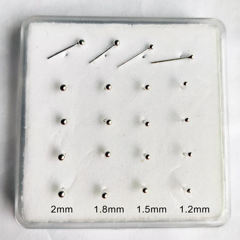 925 пробы серебро носа серьги-гвоздики 1,2 мм 1,5 мм 1,8 мм 2 мм, составленных из предметов разных размеров с шариковым носиком и pin серьги-гвоздики индийские ноздрей, piercing 20 шт./упак