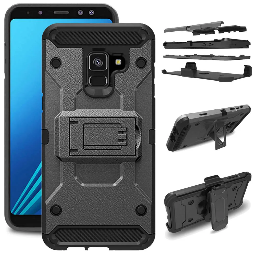 Сверхпрочный армированный чехол для Galaxy A8 2018 + защитный Кобура на ремне Samsung 2018/A5