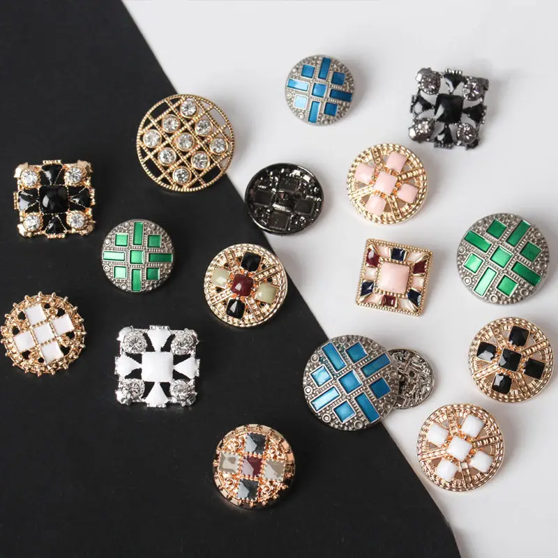 

5pcs fashion High-grade metal Diamonds buttons Children's woolen overcoat sweater of clothes buttons golden decorative buttons