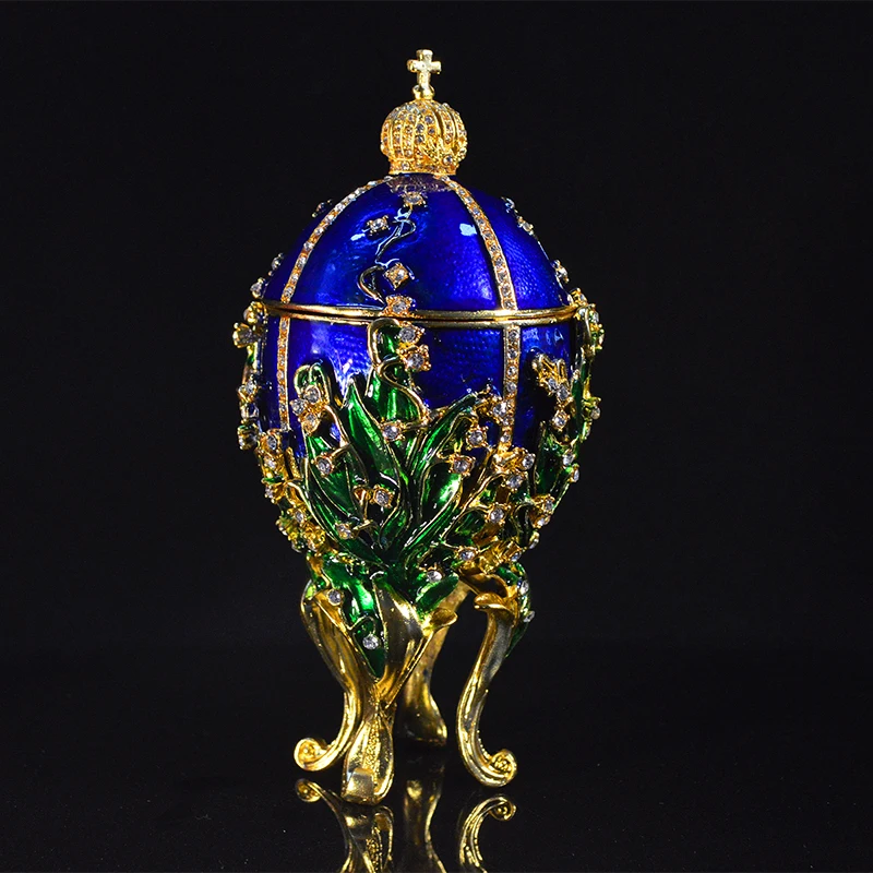 QIFU China Home Decor Wholesale Royal Blue Faberge Egg Price/Metal
