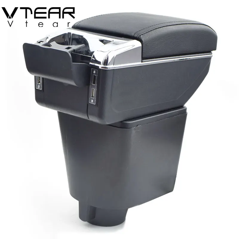 

Vtear For Recon R3 armrest box USB Charging heighten Double layer central Store content cup holder ashtray accessories 2016-2017