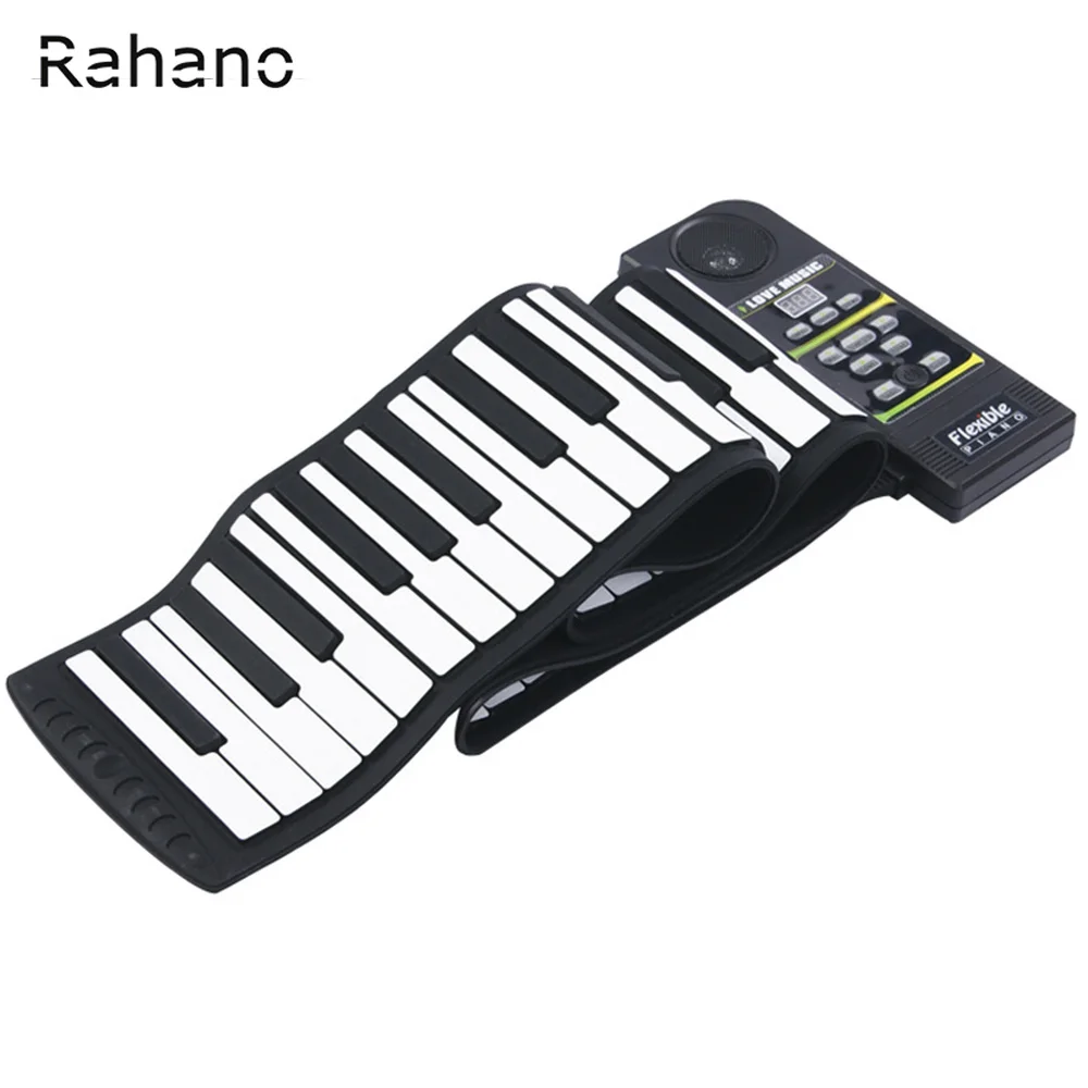 

Rahano Electronic Piano Keyboard Silicon Flexible Roll Up Piano with Loud Speaker Wish US Plug