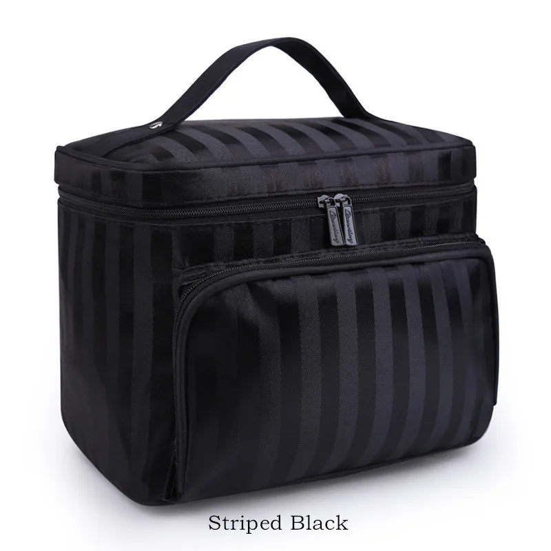 Ladies Fashion Portable Makeup Double Zipper Special Purpose Big Pocket Nylon Box Bags For Travel Cosmetic Storage Cases Product