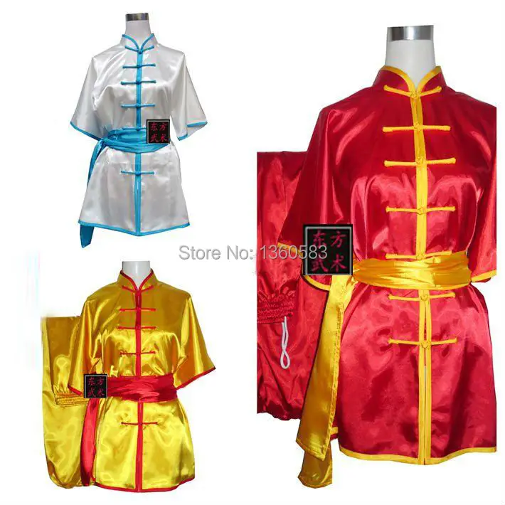 

Chinese style Satin Kung Fu Uniform short sleeve Martial Art Tai Chi chuang quan wushu clothing women men kids clothes