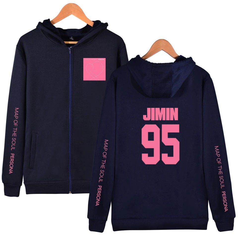 

Fashion HIP HOP style New album Kpop KPOP Map Of The Soul Persona Print Zipper Hoodies Sweatshirt Cute Women/men Hoodies Zippers