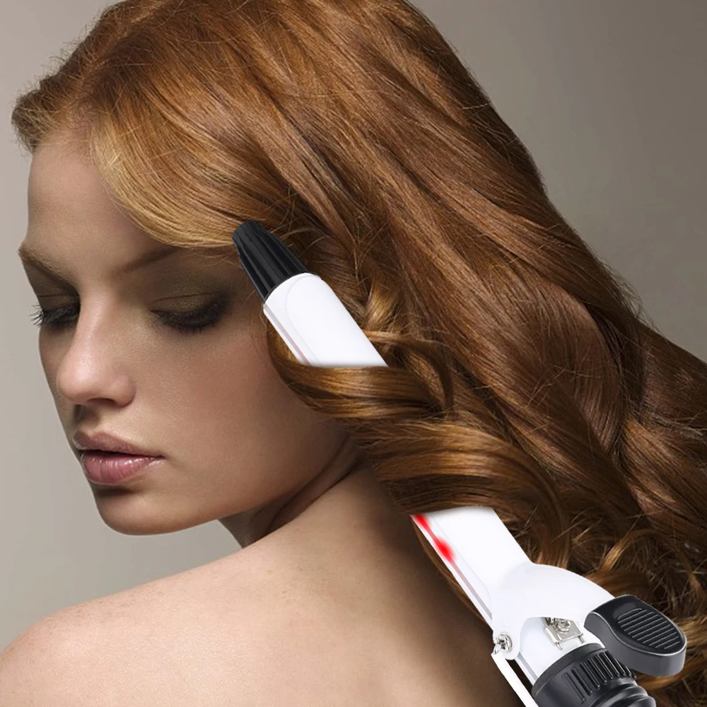 USHOW щипцы для завивки волос инфракрасная палочка для завивки волос с турмалиновым керамическим покрытием цифровое управление термостойкий силиконовый коврик