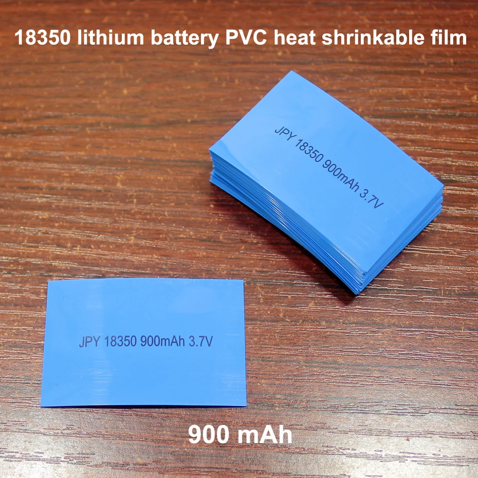 100pcs/lot 18350 lithium battery package heat shrinkable sleeve replacement battery skin PVC shrink packaging film 900mAh