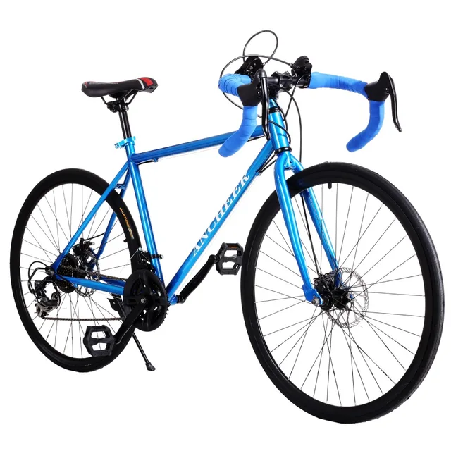 Cheap Ancheer 700C Aluminum Alloy Frame 21 Speed Road/Commuter Bike Double Disc Brake Bicycle Blue