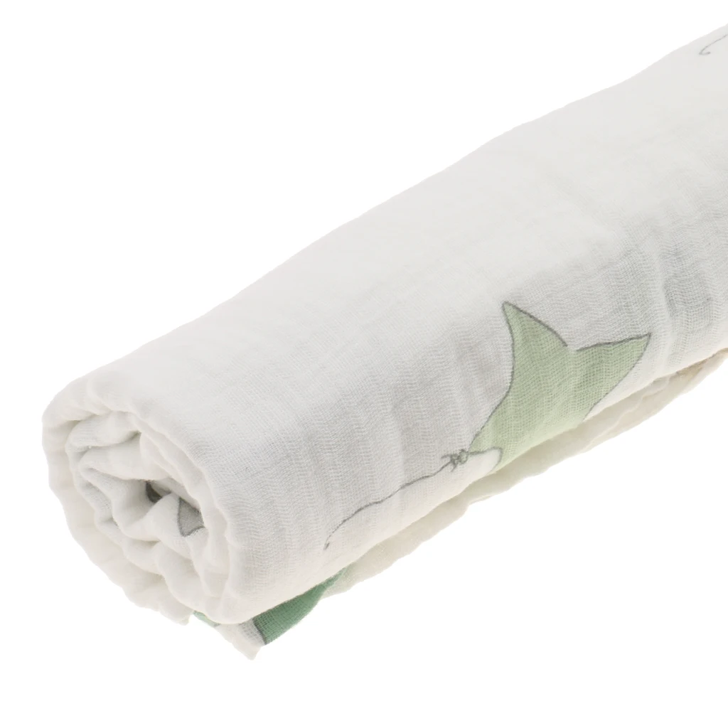 One Piece Muslin Cotton Blanket Infant Baby Bedding Blanket Swaddle Bath Towel Stars for Buggy Pram Car Seat Sling Cot Crib