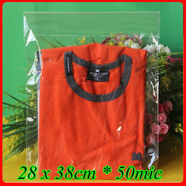 

300pcs/lot 28 x 38cm*50mic Self Adhensive Seal Plastic Packaging Bag,Clear OPP Poly Bag,Transparent OPP T- shirt Packaging