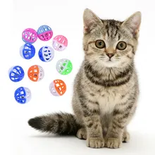 10 шт./партия пластиковые игрушки для кошек маленькие домашние животные двойной цветной шар с колокольчиками для птиц хомяка