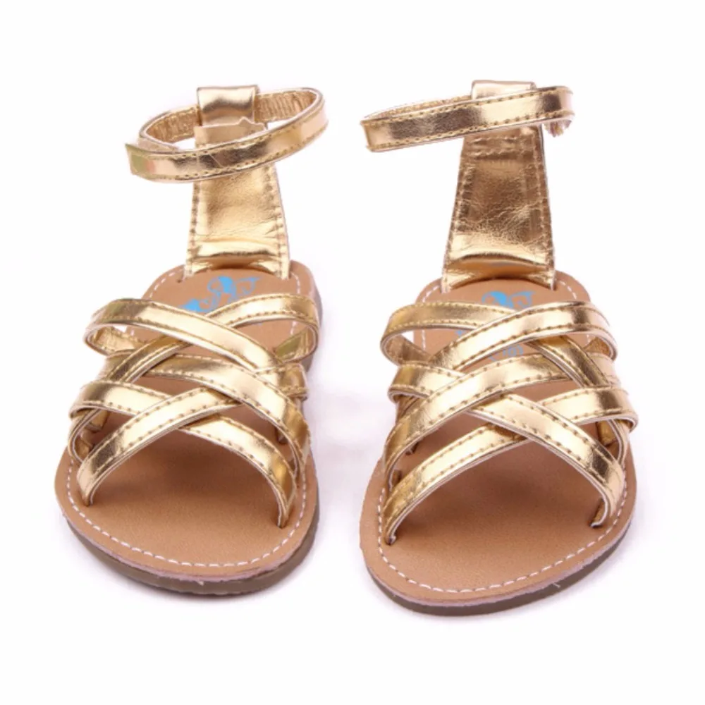 

New Summer Golden PU Leather Newborn Baby Unisex Boys Girls Shoes Toddler Rubber Soled Anti-slip Prewalker Outdoor