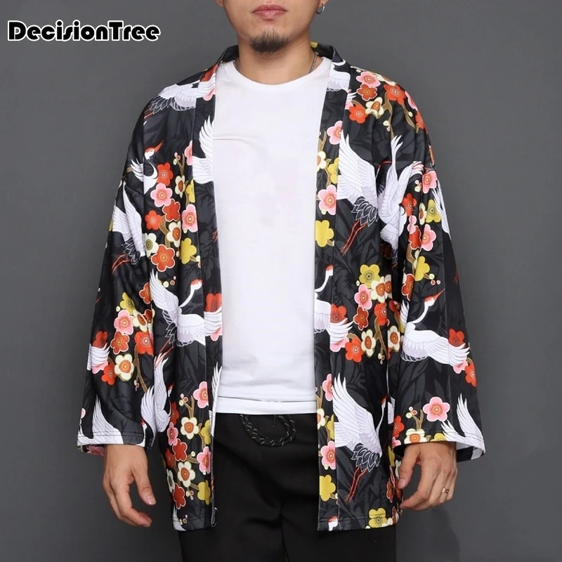 2019 summer mens kimono japanese clothes streetwear casual kimonos jackets harajuku japan style cardigan outwear