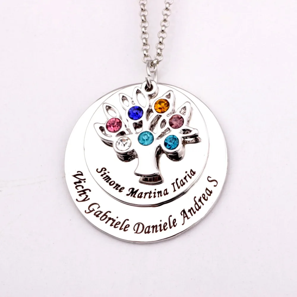 

Family Tree Pendant Necklace 2018 New Arrival Birthstone Long Necklaces Custom Name Best Gift for Mom Can Drop Shipping YP2548