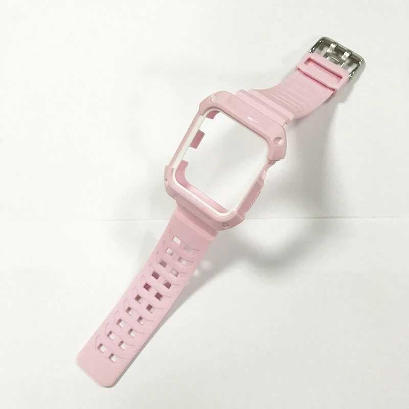 Спортивный ремешок для часов аpple 42 мм 44 мм 38 мм 40 мм iwatch 4 3 силиконовый браслет резиновый корпус браслет защитный чехол - Цвет ремешка: pink