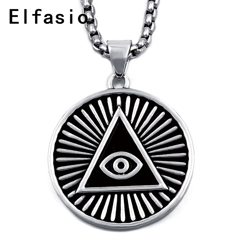 

Mens Pewter Pendant Illuminati The All-seeing-eye illunati pyramid/eye symbol Individuality Stainless Steel Necklace Chain P327