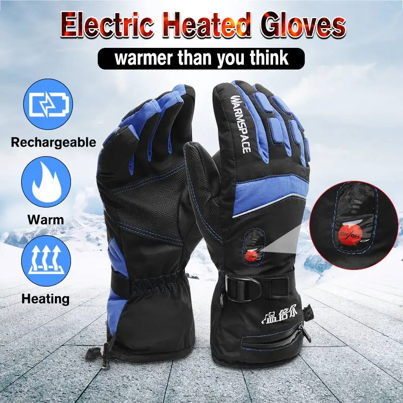 Водонепроницаемые перчатки с подогревом на батарейках для мотоцикла, велоспорта, лыжных перчаток, зимние теплые перчатки для мотора