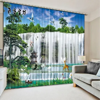 

luxury curtains custom 3d curtains 3d landscape waterfall cortinas para sala de luxo mercurial superfly kitchen-curtains