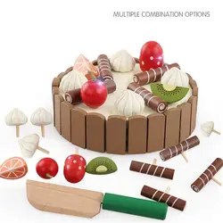 Деревянные детские кухонные игрушки ролевые игры резки торта пищевой реквизит Детские игрушки деревянные фруктовые кулинарные игрушки