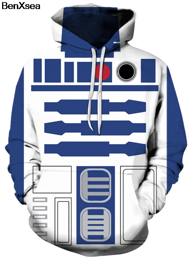 STAR WARS R2D2 - 3D STREET WEAR HOODIE Hip Hop Hooded Sweatshirt STAR WARS R2D2 - 3D STREET WEAR HOODIE Hip Hop Hooded Sweatshirt