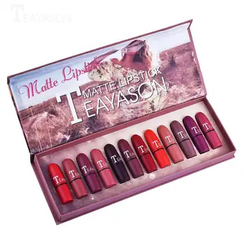 

12pcs Matte Lipstick Women Sexy Lips Color Cosmetics Waterproof Lipstick Long Lasting Miss Rose Lip stick Nude Makeup