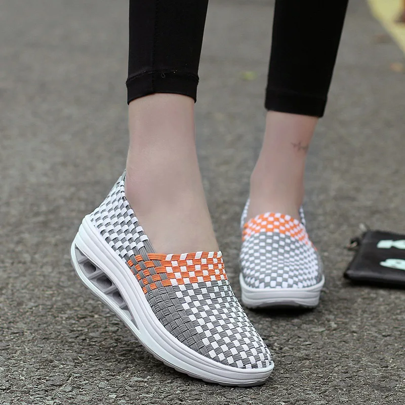 Кроссовки BeckyWalk женские на платформе повседневная плетеная обувь сетчатые