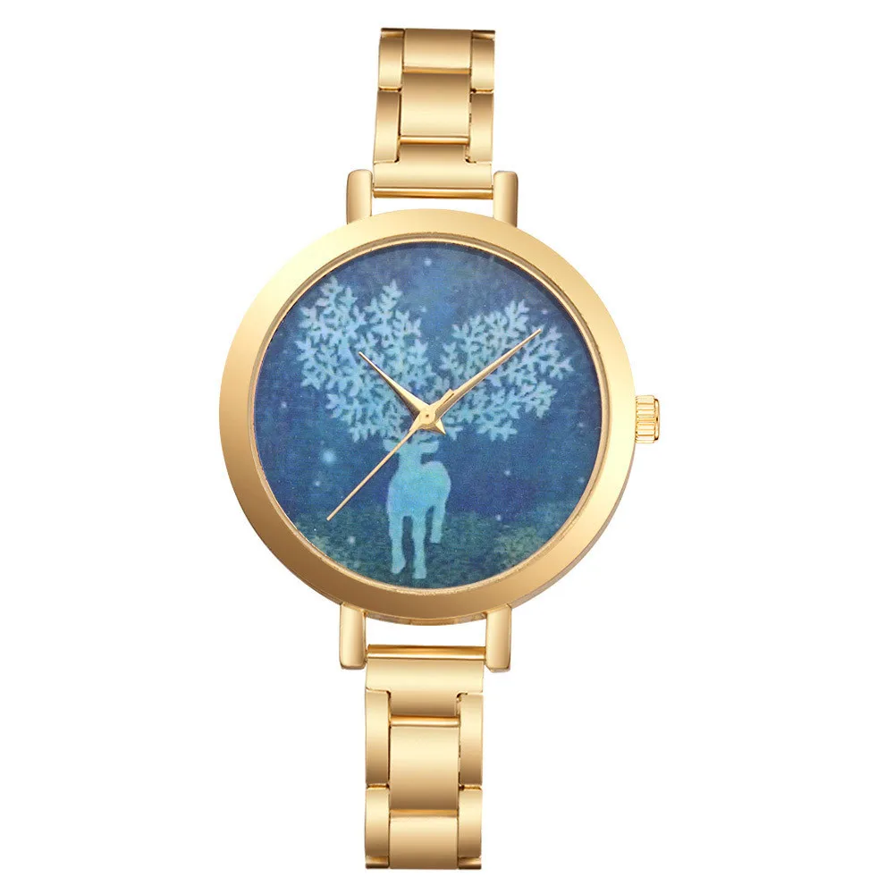 Lvpai Blue dial Women's Watch Deer Animal Graphics Watch Steel Belt Quartz Wrist Watch Lvpai Blue dial Women's Watch Deer Animal Graphics Watch Steel Belt Quartz Wrist Watch
